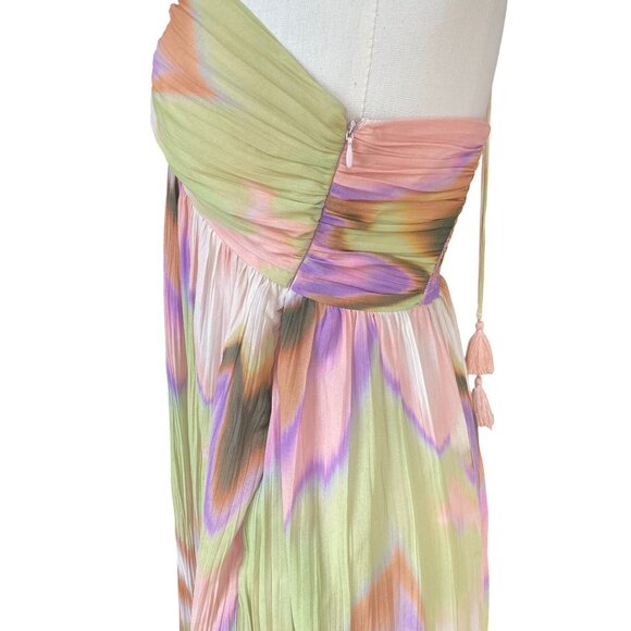 Steve Madden Nolita Halter Maxi Dress Sz L Tie Dye Watercolor Sheer Resortwear - Picture 7 of 16